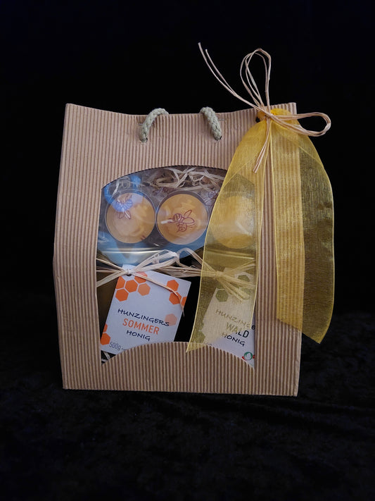 Honig & Teelicht in der Tragtasche - das Kombi-Geschenkset